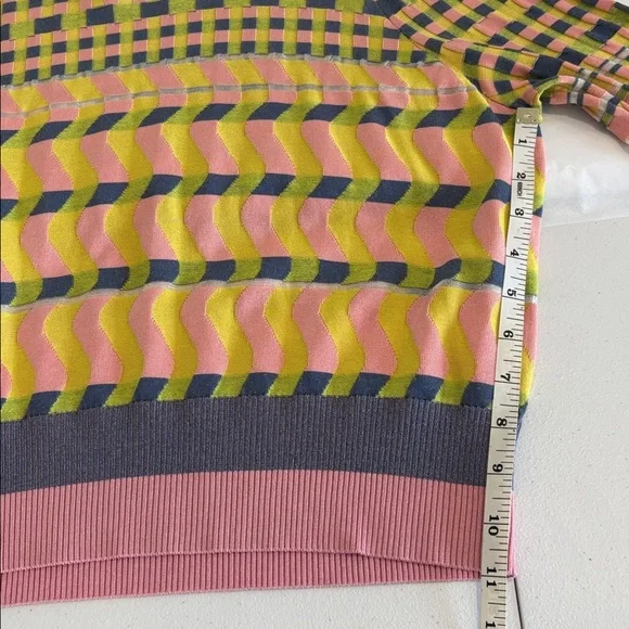 DIANE VON FURSTENBERG Jenny short sleeved knot top floating gingham pink size XL - Picture 11 of 13